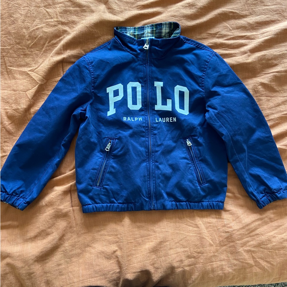 NWOT Polo Ralph Lauren reversible jacket plaid + blue